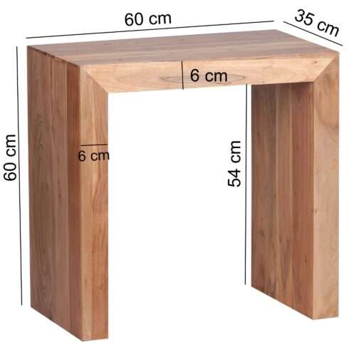 Beistelltisch MUMBAI Massiv-Holz Akazie 60 x 35 cm Wohnzimmer-Tisch Design dunkel-braun – Bild 4