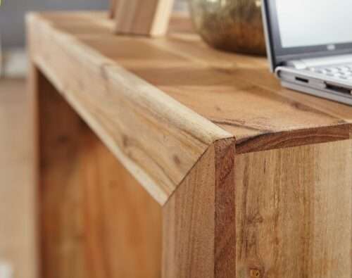 Beistelltisch MUMBAI Massiv-Holz Akazie 60 x 35 cm Wohnzimmer-Tisch Design dunkel-braun – Bild 5