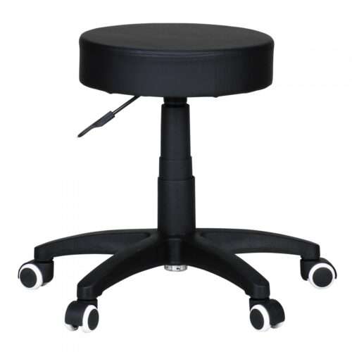 Hocker Design Arbeitshocker Kunstleder Schwarz Sitzhocker mit Rollen Rollhocker gepolstert – Bild 2