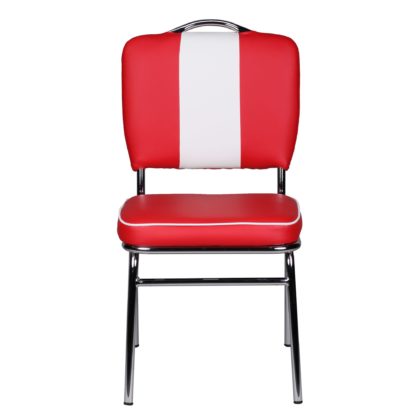 Esszimmerstuhl American Diner 50er Jahre Retro | Sitzfläche gepolstert mit Rücken-Lehne | Essstuhl Farbe Rot Weiß