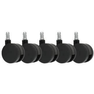 5er Set Rollen für Bürostuhl Schwarz Stift 11mm/Durchmesser 60mm Weichbodenrollen Drehstuhlrollen Stuhlrollen