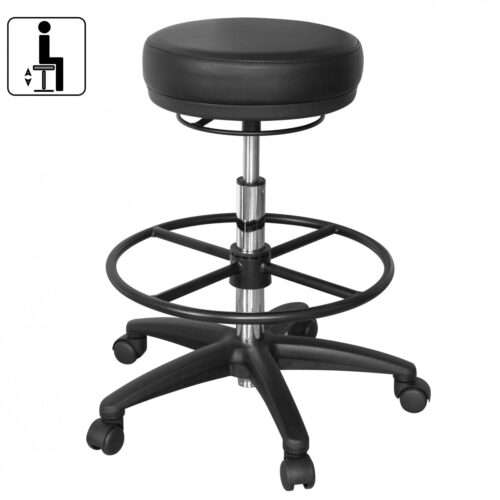Arbeitshocker ROLAND Schwarz Rund Sitzhocker Rollen gebremst Arbeitsstuhl 120KG Hocker – Bild 3