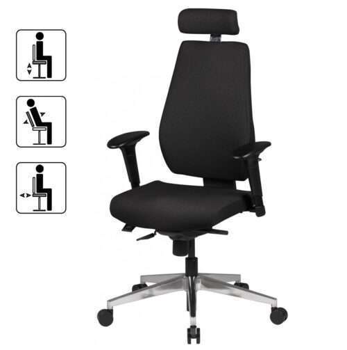 Bürostuhl Schreibtischstuhl Stoff Schwarz Chefsessel Modern Drehstuhl mit Synchronmechanik – Bild 3