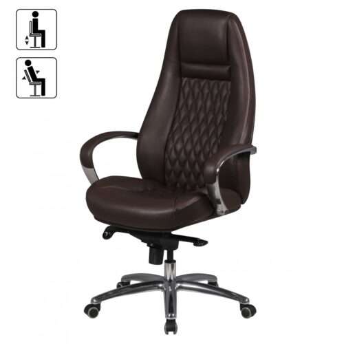 Bürostuhl AUSTIN Echt-Leder Braun Schreibtischstuhl 120 KG Chefsessel hohe Rückenlehne – Bild 3