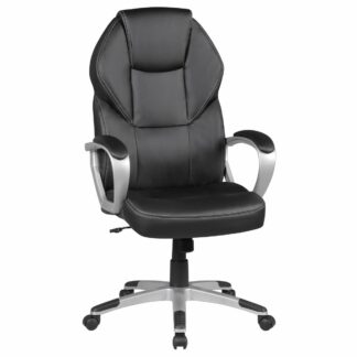 Bürostuhl DETROIT Schwarz Kunstleder Schreibtischstuhl X-XL Chefsessel 120KG Drehstuhl mit Armlehne Drehstuhl