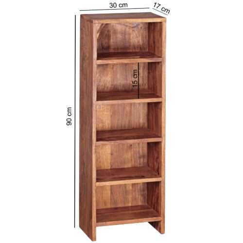 CD Regal MUMBAI Massivholz Sheesham Standregal 90 cm hoch CD-Aufbewahrung 5 Fächer – Bild 4