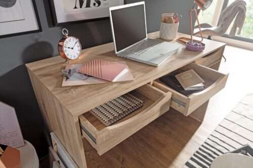 Schreibtisch MASSA 120 cm Design Büro-Tisch in Sonoma Eiche Moderner Computer-Tisch mit 3 Schubladen – Bild 5
