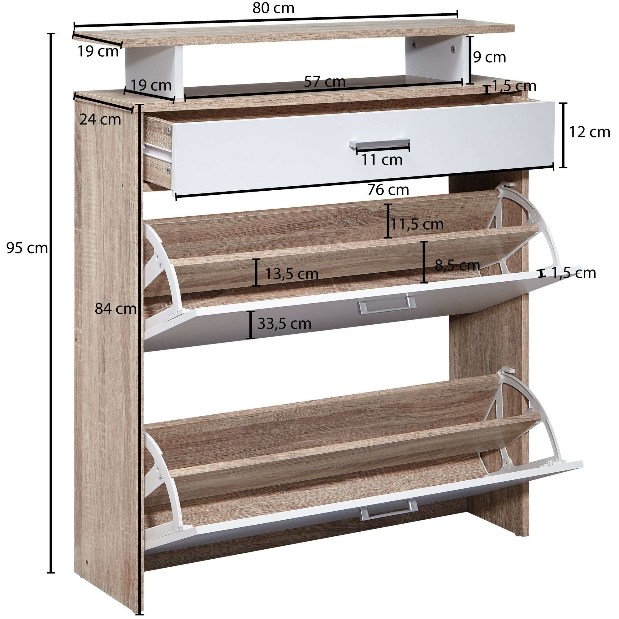 Schuhkipper Holz 80x95x24 cm Modern Sonoma online kaufen