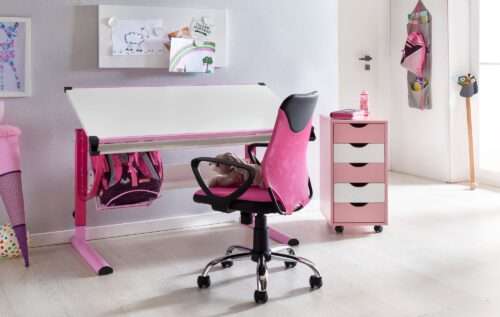 Kinder-Schreibtischstuhl TERNI Schwarz Pink für Kinder ab 6 mit Lehne – Bild 3