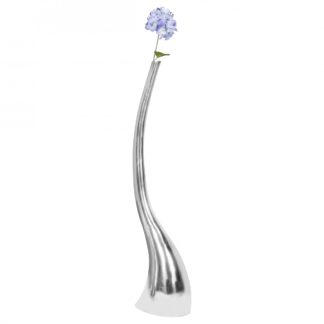 Deko Vase groß XL Aluminium modern mit 1 Öffnung in Silber | Hohe Alu Blumenvase handgefertigt | Große Dekovase für Blumen