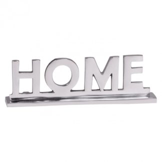 Home Deko Schriftzug Design Wohnzimmer Ess-Tisch- Dekoration Wohnung Alu Aluminium Wohndeko Silber 22 cm