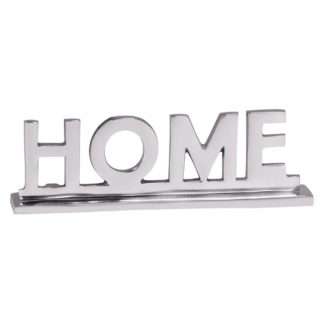 Home Deko Schriftzug Design Wohnzimmer Ess-Tisch- Dekoration Wohnung Alu Aluminium Wohndeko Silber 22 cm