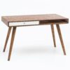 Schreibtisch REPA weiß 120 x 60 x 75 cm Massiv Holz Laptoptisch Sheesham Natur | Landhaus-Stil Arbeitstisch mit 1 Schublade | Bürotisch PC-Tisch