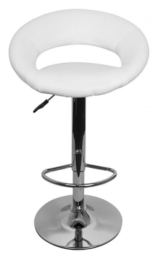 Barhocker Hocker Bezug Kunstleder weiß höhenverstellbar Design Barstuhl ohne Rückenlehne – Bild 2