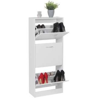 Schuhschrank mit 3 Fächern zum Klappen Schuhkommode 125 cm Schuhregal für 18 Paar Schuhe Kommode Schuhkipper modern