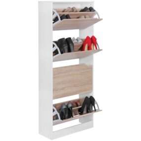 Schuhschrank mit 4 Fächern zum Klappen Schuhkommode 150 cm Schuhregal für 24 Paar Schuhe Kommode Schuhkipper modern