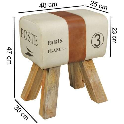 Design Turnbock Sitzhocker CANVAS Braun 40 x 30 x 47 cm Turnhocker Hocker Stoffhocker – Bild 4