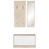 Wand-Garderobe SALERNO mit Spiegel & Schuhschrank Spanplatte sonoma | Moderne Flur-Kompaktgarderobe für Jacken & Schuhe | Komplettgarderobe