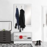 Wand-Garderobe SALERNO mit Spiegel & Schuhschrank Spanplatte weiß | Moderne Flur-Kompaktgarderobe für Jacken & Schuhe | Komplettgarderobe
