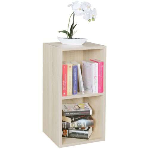 Standregal Holz 30x60x30 cm Modern Sonoma Regal Klein | Wandregal Ablageregal Schmal | Kleines Bücherregal 2 Ablagefächer | Schmales Design Holzregal Nischenregal