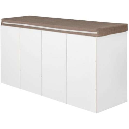 Schuhbank mit Sitzauflage weiß Flurbank 1035 x 53 x 30 cm Sitzbank mit Regalfächer – Bild 5