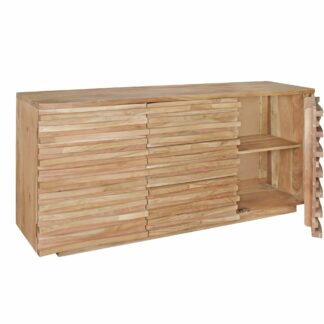 Sideboard 160 x 75 x 43 cm Massiv-Holz Akazie Natur Baumkante Anrichte | Landhaus-Stil Kommode mit Schubladen & Türen | Flur Schrank Standschrank