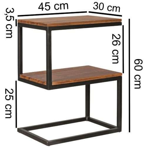 Beistelltisch AKOLA S-Form Massiv-Holz Sheesham / Metall 45 x 60 x 30 cm – Bild 4