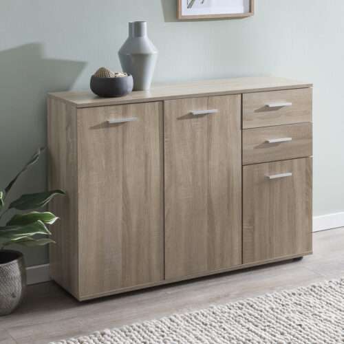 Kommode mit Türen & Schubladen 107x79x35 cm Schrank Holz Sonoma – Bild 2