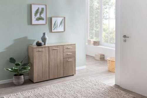 Kommode mit Türen & Schubladen 107x79x35 cm Schrank Holz Sonoma – Bild 3