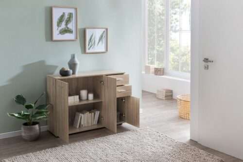 Kommode mit Türen & Schubladen 107x79x35 cm Schrank Holz Sonoma – Bild 5