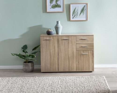 Kommode mit Türen & Schubladen 107x79x35 cm Schrank Holz Sonoma – Bild 7