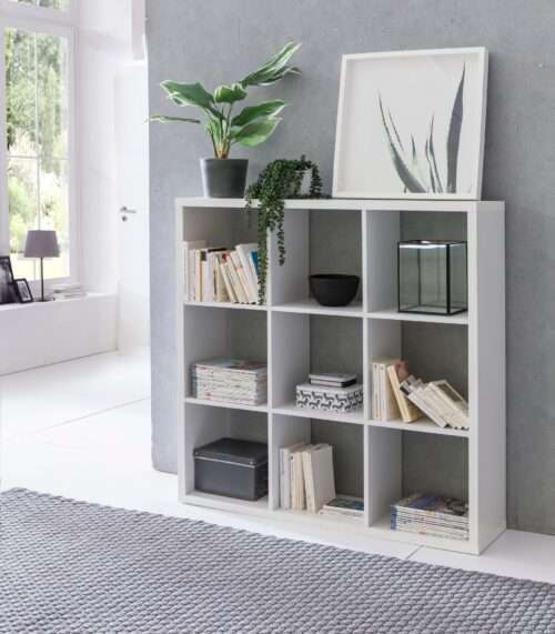 Würfelregal 112x29x112 cm Bücherregal mit 9 Fächern Weiß Standregal Holz Regal – Bild 3