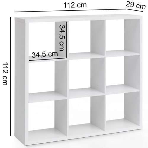 Würfelregal 112x29x112 cm Bücherregal mit 9 Fächern Weiß Standregal Holz Regal – Bild 4