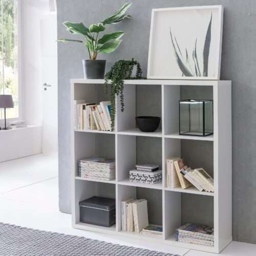Würfelregal 112x29x112 cm Bücherregal mit 9 Fächern Weiß Standregal Holz Regal – Bild 2