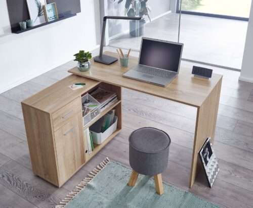 Design Eckschreibtisch mit Regal Sonoma 120 x 755 x 1065 cm Moderner Büro-Schreibtisch – Bild 6