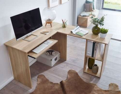 Design Schreibtischkombination 140 x 755 x 120 cm Sonoma Schreibtisch mit Regal – Bild 5