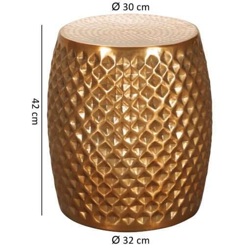 Beistelltisch 32x42x32 cm Aluminium Anstelltisch Gold Orientalisch Rund Flacher Hammerschlag – Bild 4