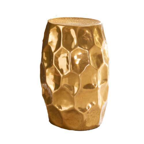 Beistelltisch 30x47x30cm Aluminium Gold Dekotisch orientalisch rund | Kleiner Hammerschlag Abstelltisch | Designer Ablagetisch Metall modern | Anstelltisch schmal