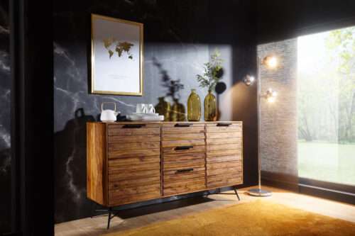 Design Sideboard NISHAN 160 x 40 x 88 cm Sheesham Massiv Holz Kommode – Bild 6