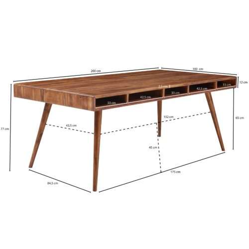 Esszimmertisch Sheesham 200x77x100 cm Massivholz Tisch Designer Küchentisch Holz Massivher – Bild 4