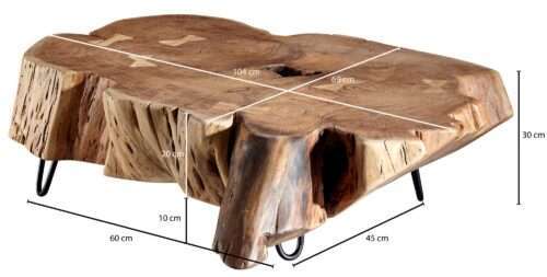 Couchtisch 104x30x69 cm Akazie Vollholz Design Baumscheibe – Bild 4