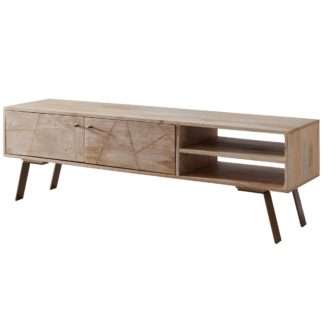 HiFi Lowboard SIKAR Mango Massivholz Landhaus TV Kommode 145x47x35cm | Fernsehschrank Unterschrank mit 2 Türen | Fernsehtisch Ablagefach | Fernsehkommode TV Möbel | TV-Board Wohnzimmer