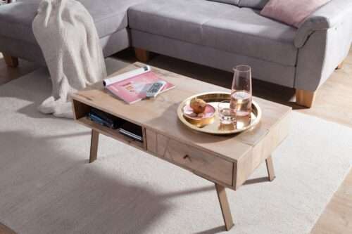 Couchtisch SIKAR 95x42x50cm Mango Massivholz / Metall Sofatisch Design Wohnzimmertisch – Bild 5