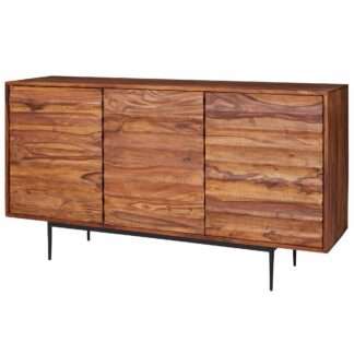 Sideboard Sheesham Massivholz 150x81x41 cm Landhaus Kommode | Design Anrichte Groß | Hoher Kommodenschrank mit 3 Türen Holz Massiv | Standschrank Wohnzimmer Modern