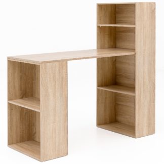 Schreibtisch mit Regal 120 x 120 x 53 cm Sonoma Holz Modern | Schreibtischregal Ablagefächer PC Tisch | Computertisch mit Ablage | Design Tisch Büro mit Aufbewahrung