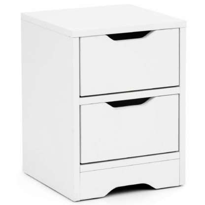 Nachtkonsole 31x42x31cm Weiß Matt mit 2 Schubladen | Weisse Nachtkommode mit Stauraum | Nachttisch Schlicht Modern | Nachtschränkchen Klein | Bettkommode Schlafzimmer