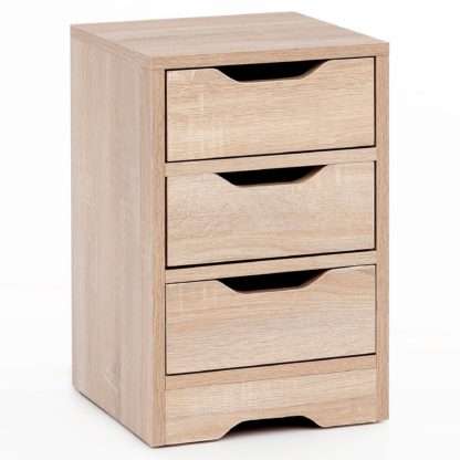 Nachtkonsole 31x49x31 cm Sonoma mit 3 Schubladen | Braune Nachtkommode mit Stauraum | Nachttisch Schlicht Modern | Nachtschränkchen Klein | Bettkommode Schlafzimmer