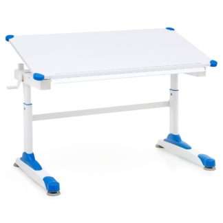 Design Kinderschreibtisch 119 x 67 cm Blau/tisch HolWeiß Maltisch | Neigbarer Mädchen Schülerschreibtisch | Höhenverstellbarer Kinder - Schreibtisch | Kindertisch Tischgestell Metall