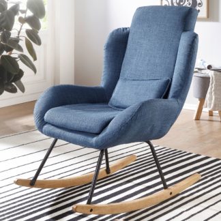 5 cm | Sessel Stoff / Holz | Schwingsessel mit Gestell | Polster Relaxstuhl Schaukelsessel | Moderner Schwingstuhl | Hochlehner