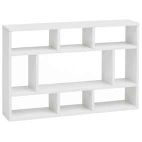 Wandregal Weiß 75x51x16 cm Holz Hängeregal Modern | Design Wandboard Freischwebend | Holzregal Regal für die Wand | Bücherregal Schmal | Dekoregal Schweberegal Wohnzimmer